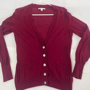 Banana Republic Womens Crew Neck Light Weight Cardigan Burgundy Size M